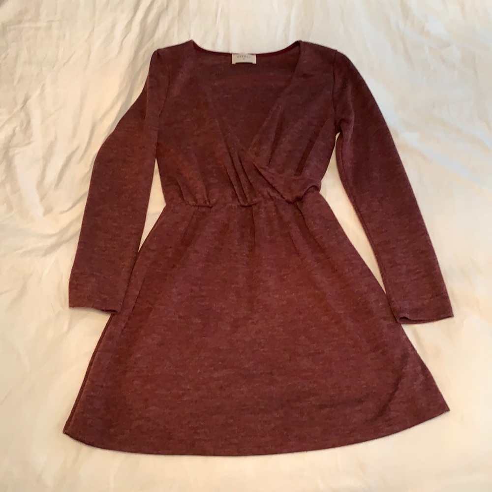 red everly cross front longsleeve dress